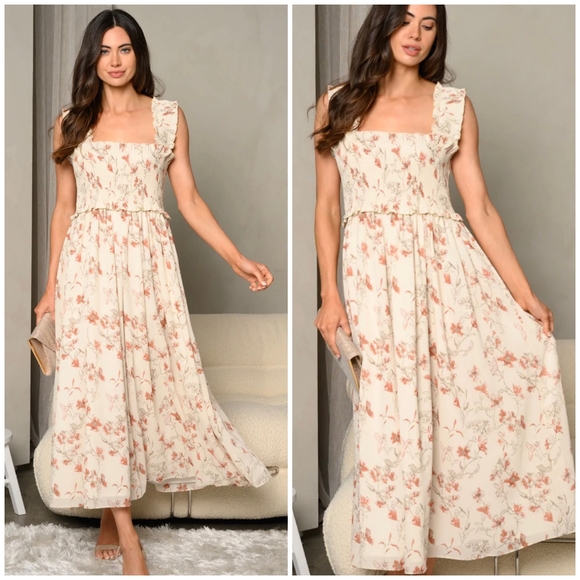 Jacqui E Dresses Jacquie The Label Feminine Ivory Maxi Dress Poshmark